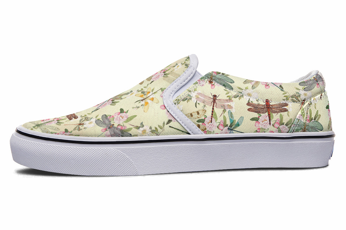 Vintage Dragonflies Slip Ons - Offbeat Sweetie