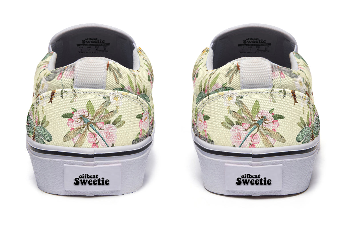 Vintage Dragonflies Slip Ons - Offbeat Sweetie