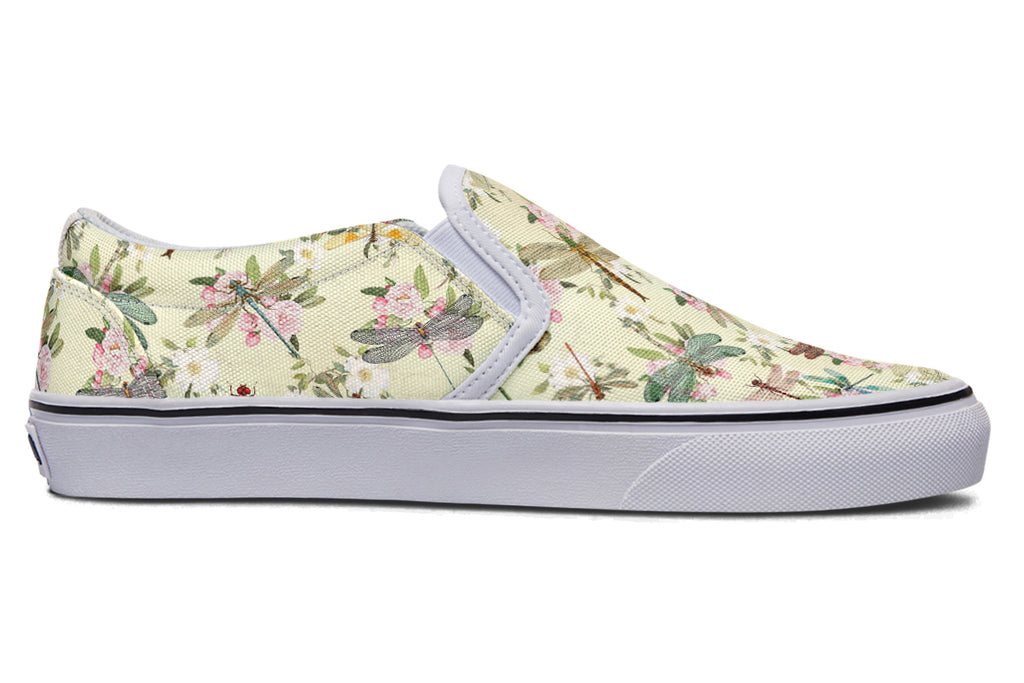 Vintage Dragonflies Slip Ons - Offbeat Sweetie