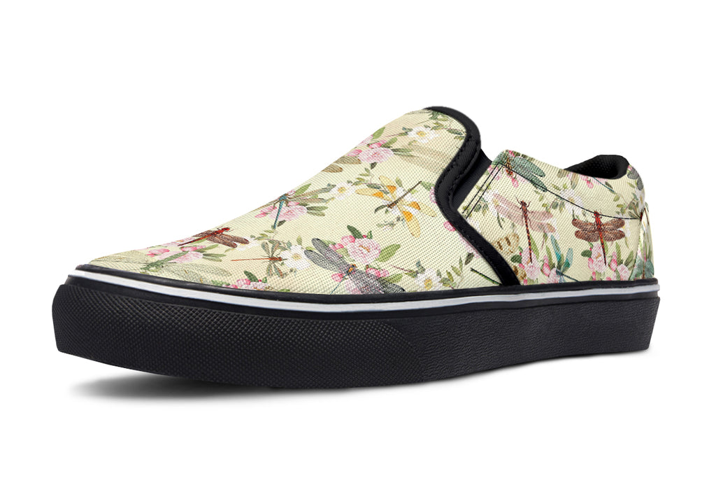 Vintage Dragonflies Slip Ons - Offbeat Sweetie
