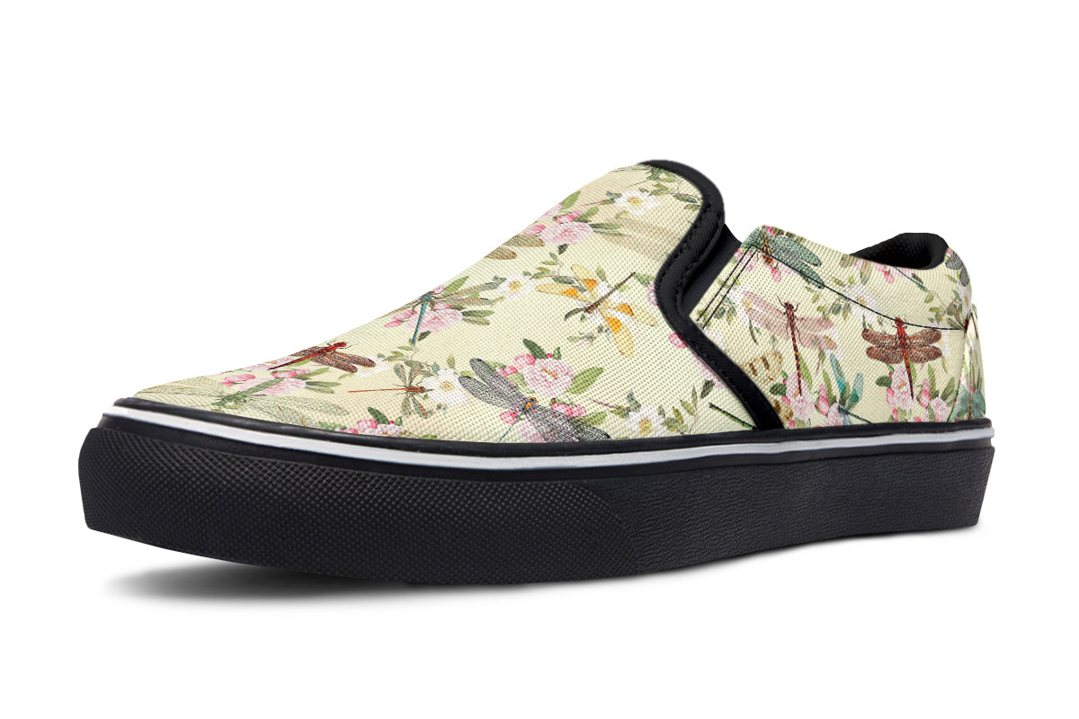 Vintage Dragonflies Slip Ons - Offbeat Sweetie