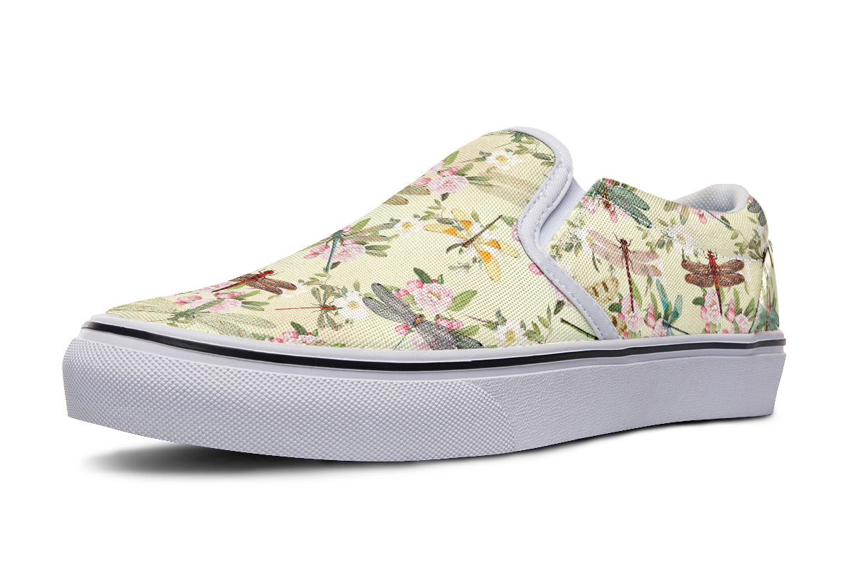Vintage Dragonflies Slip Ons - Offbeat Sweetie