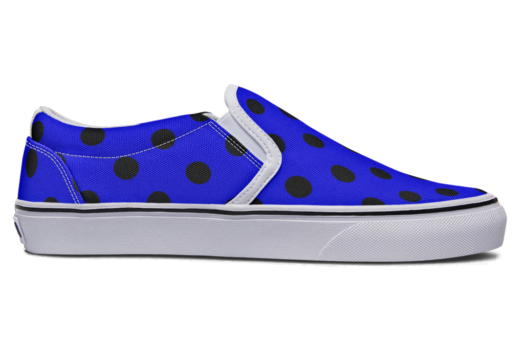 Vivid Blue Polka Dot Slip Ons