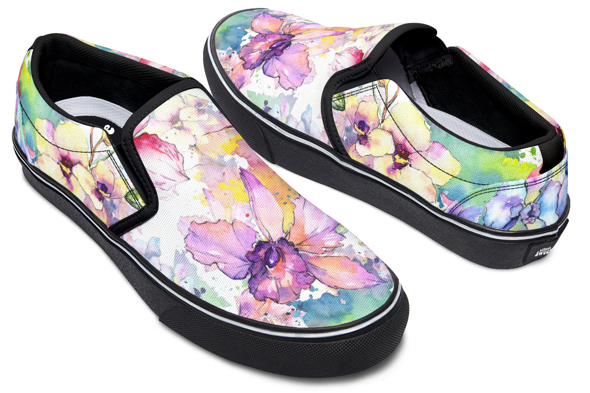 Watercolour Flowers Slip Ons - Offbeat Sweetie