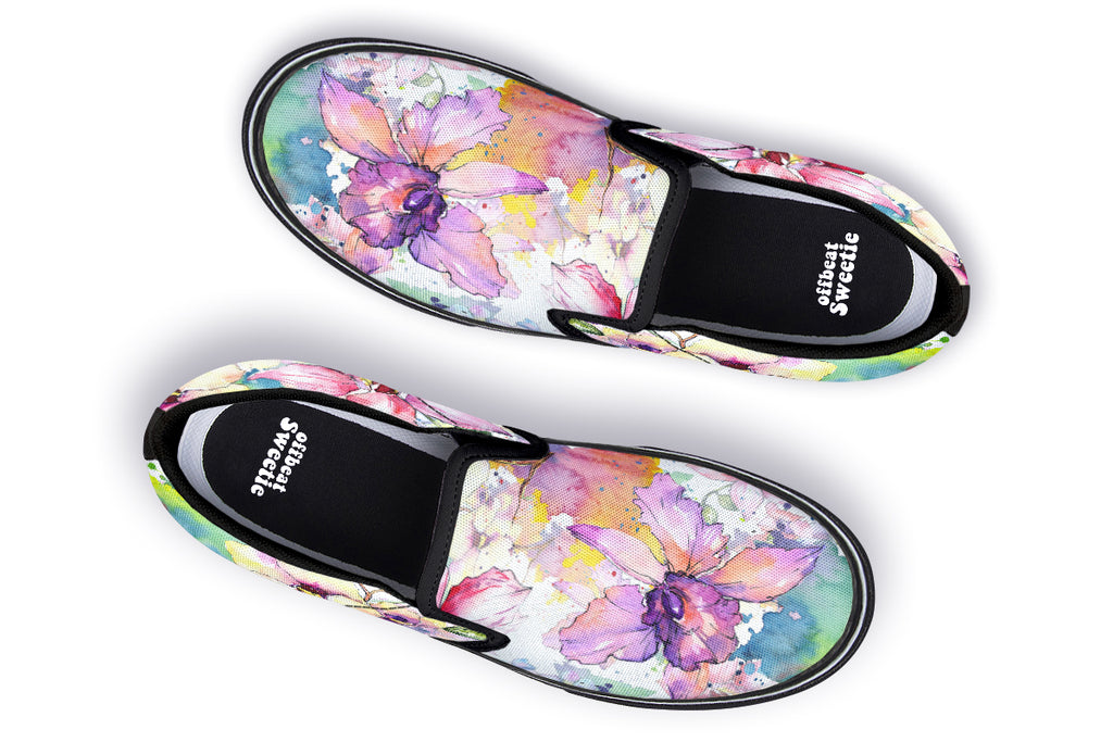 Watercolour Flowers Slip Ons - Offbeat Sweetie