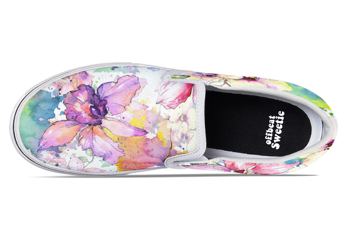 Watercolour Flowers Slip Ons - Offbeat Sweetie