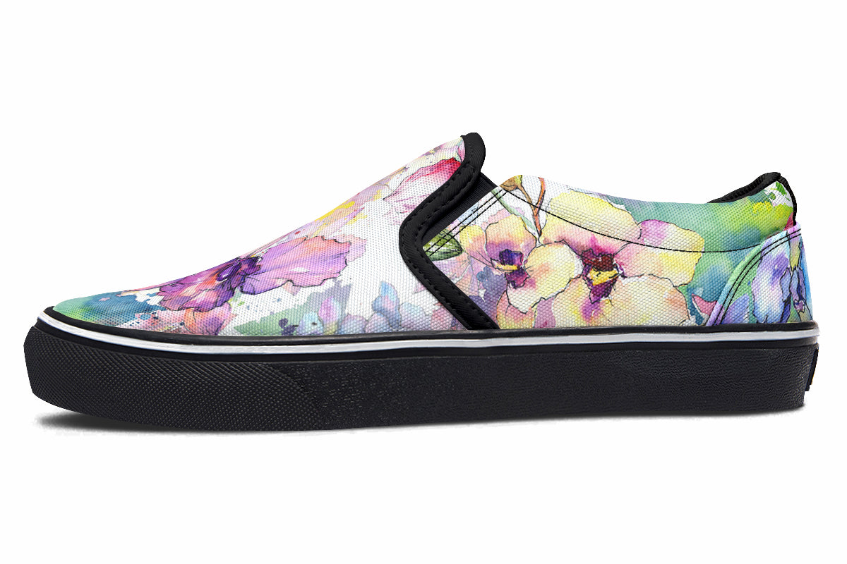 Watercolour Flowers Slip Ons - Offbeat Sweetie