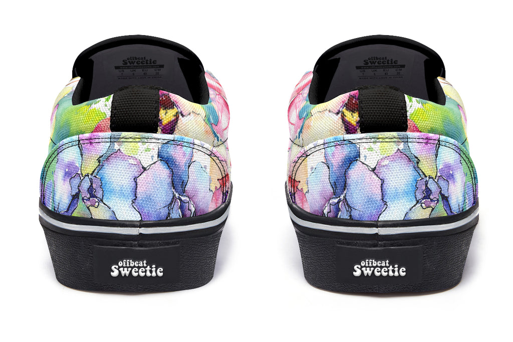 Watercolour Flowers Slip Ons - Offbeat Sweetie