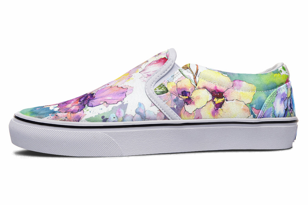 Watercolour Flowers Slip Ons - Offbeat Sweetie