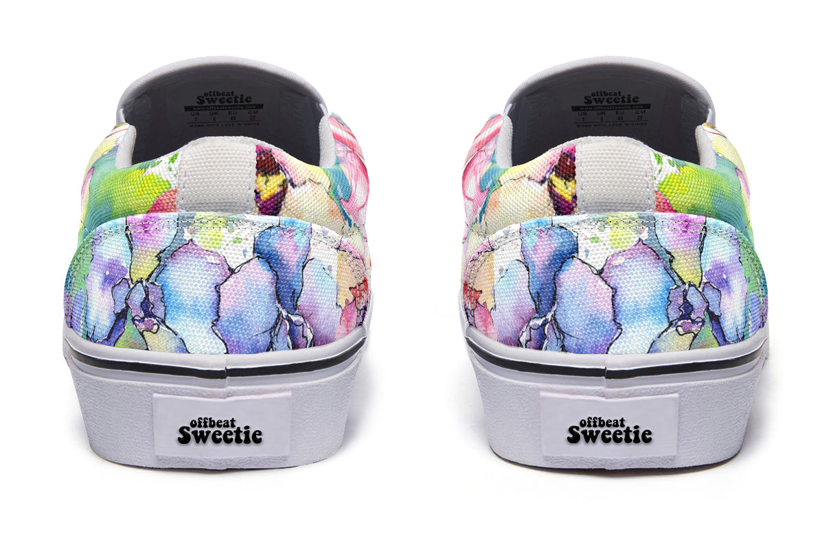 Watercolour Flowers Slip Ons - Offbeat Sweetie