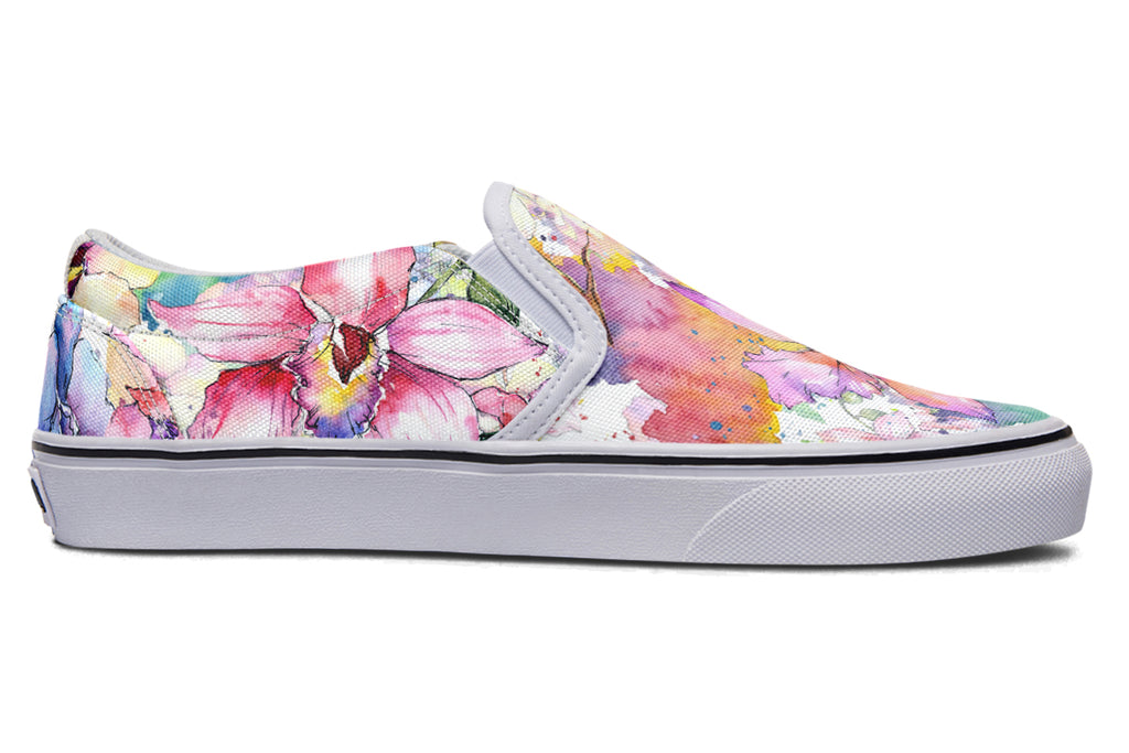 Watercolour Flowers Slip Ons - Offbeat Sweetie