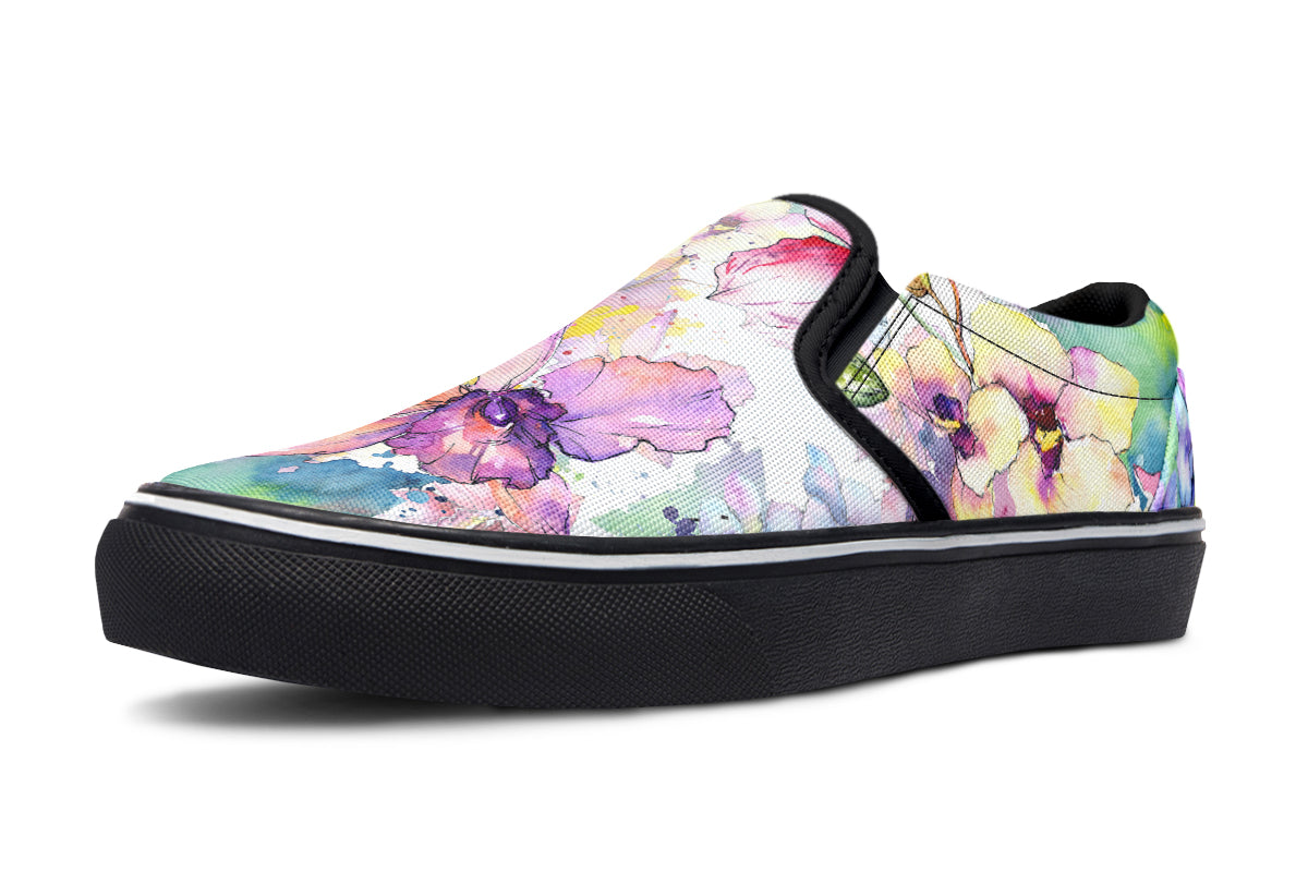 Watercolour Flowers Slip Ons - Offbeat Sweetie