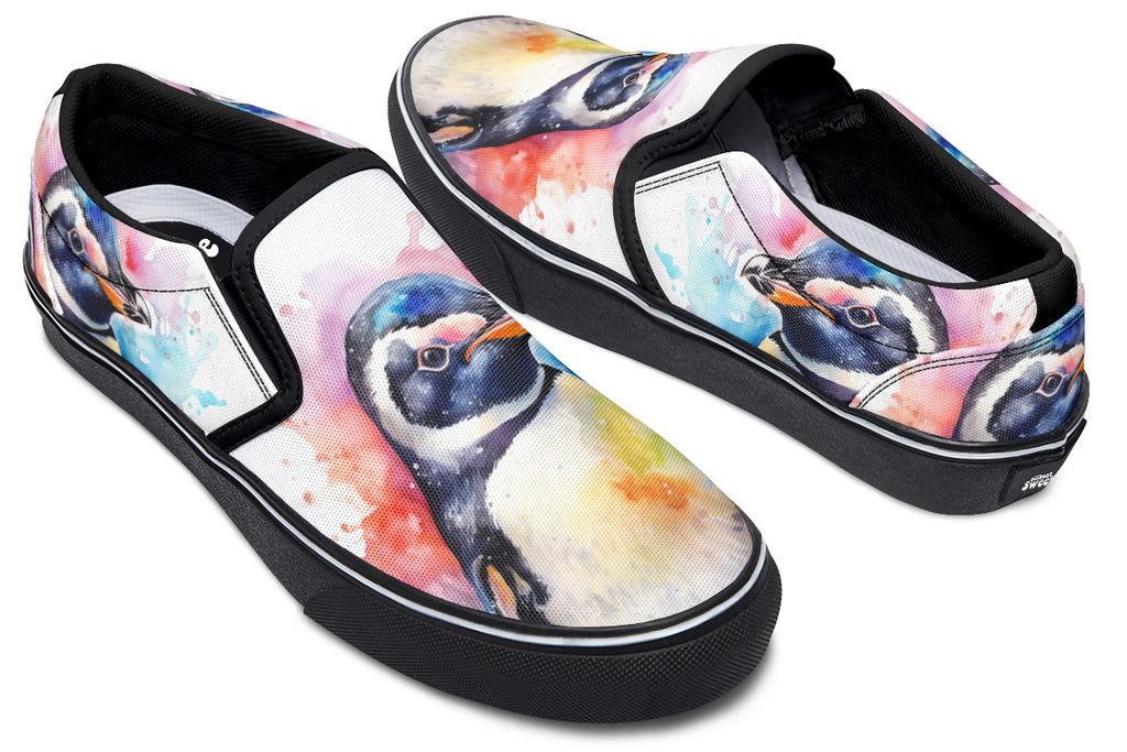 Watercolour Penguin Slip Ons - Offbeat Sweetie