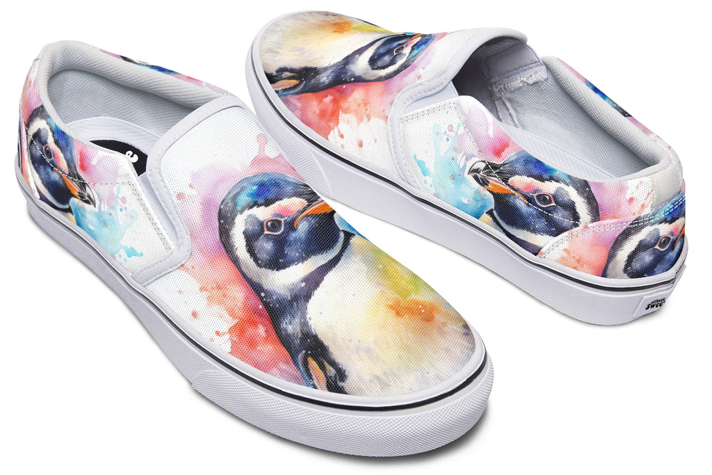 Watercolour Penguin Slip Ons - Offbeat Sweetie