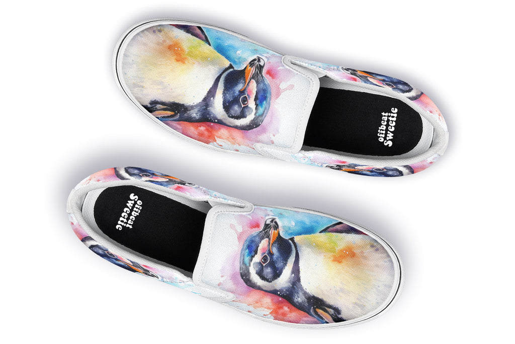 Watercolour Penguin Slip Ons - Offbeat Sweetie