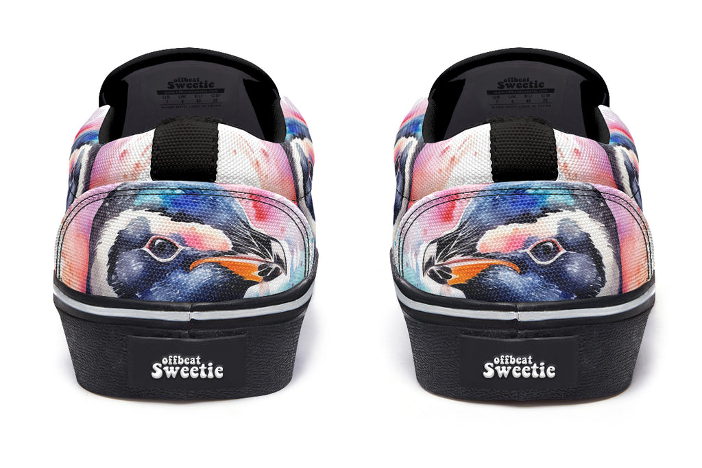 Watercolour Penguin Slip Ons - Offbeat Sweetie