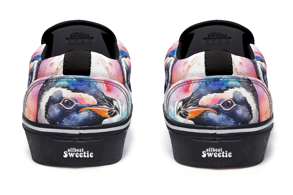 Watercolour Penguin Slip Ons - Offbeat Sweetie