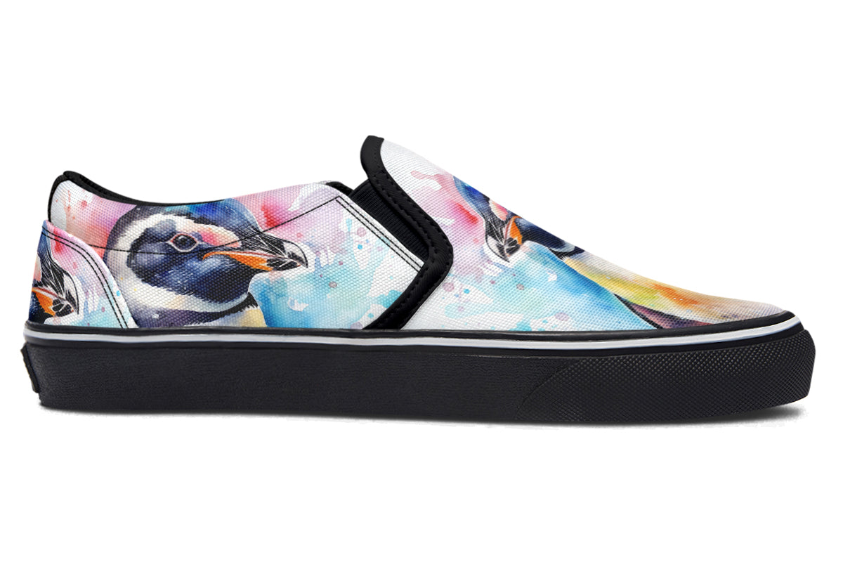 Watercolour Penguin Slip Ons - Offbeat Sweetie