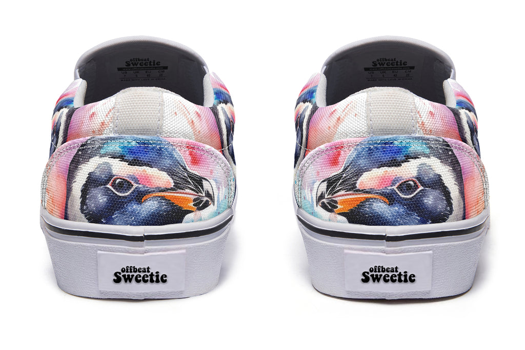 Watercolour Penguin Slip Ons - Offbeat Sweetie