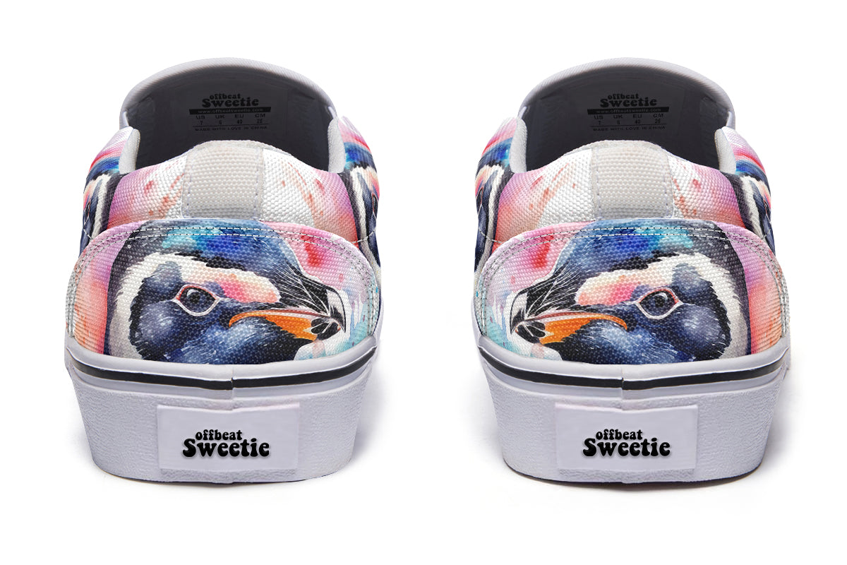 Watercolour Penguin Slip Ons - Offbeat Sweetie