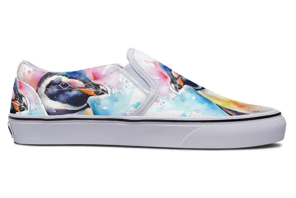 Watercolour Penguin Slip Ons - Offbeat Sweetie