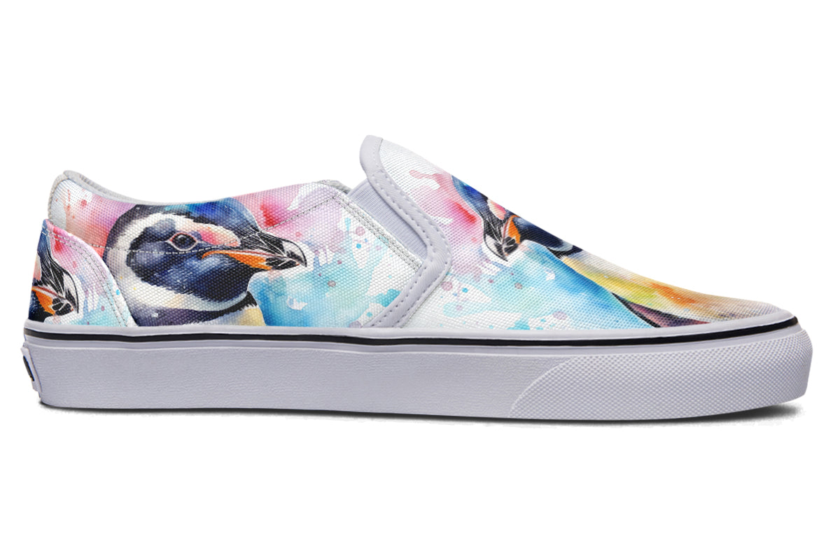 Watercolour Penguin Slip Ons - Offbeat Sweetie