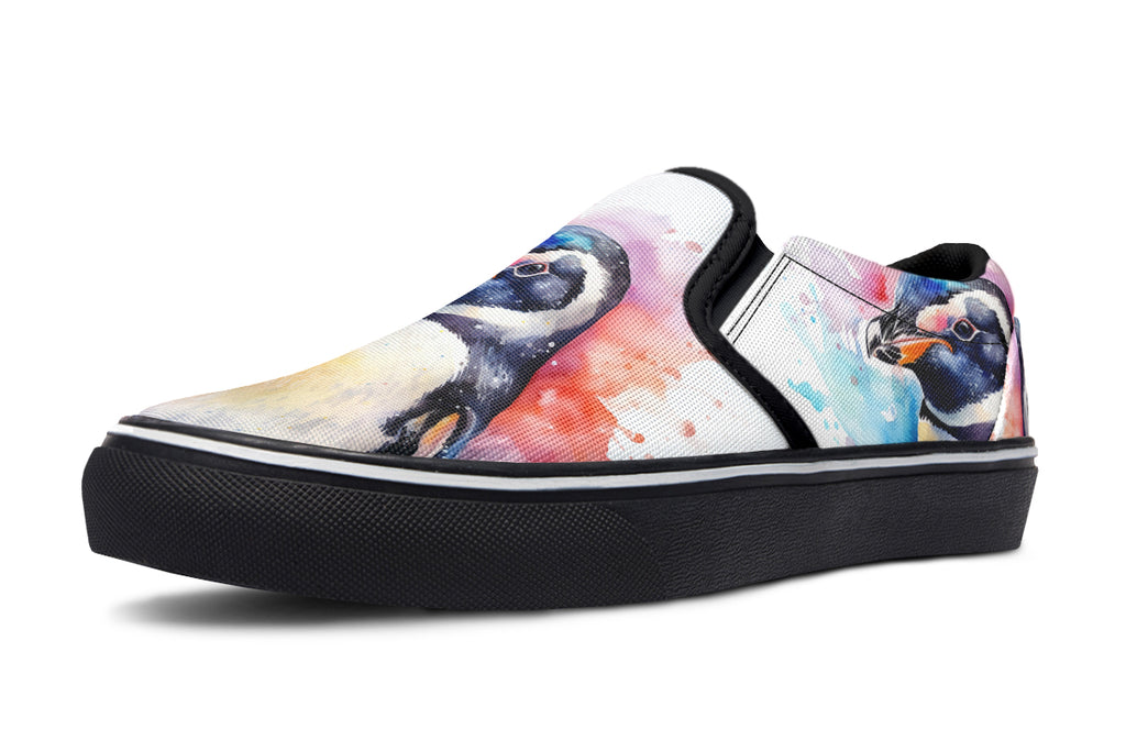 Watercolour Penguin Slip Ons - Offbeat Sweetie