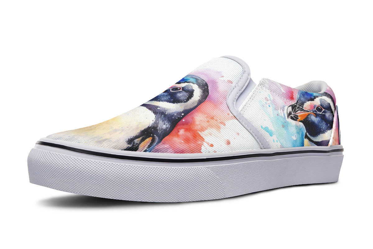 Watercolour Penguin Slip Ons - Offbeat Sweetie
