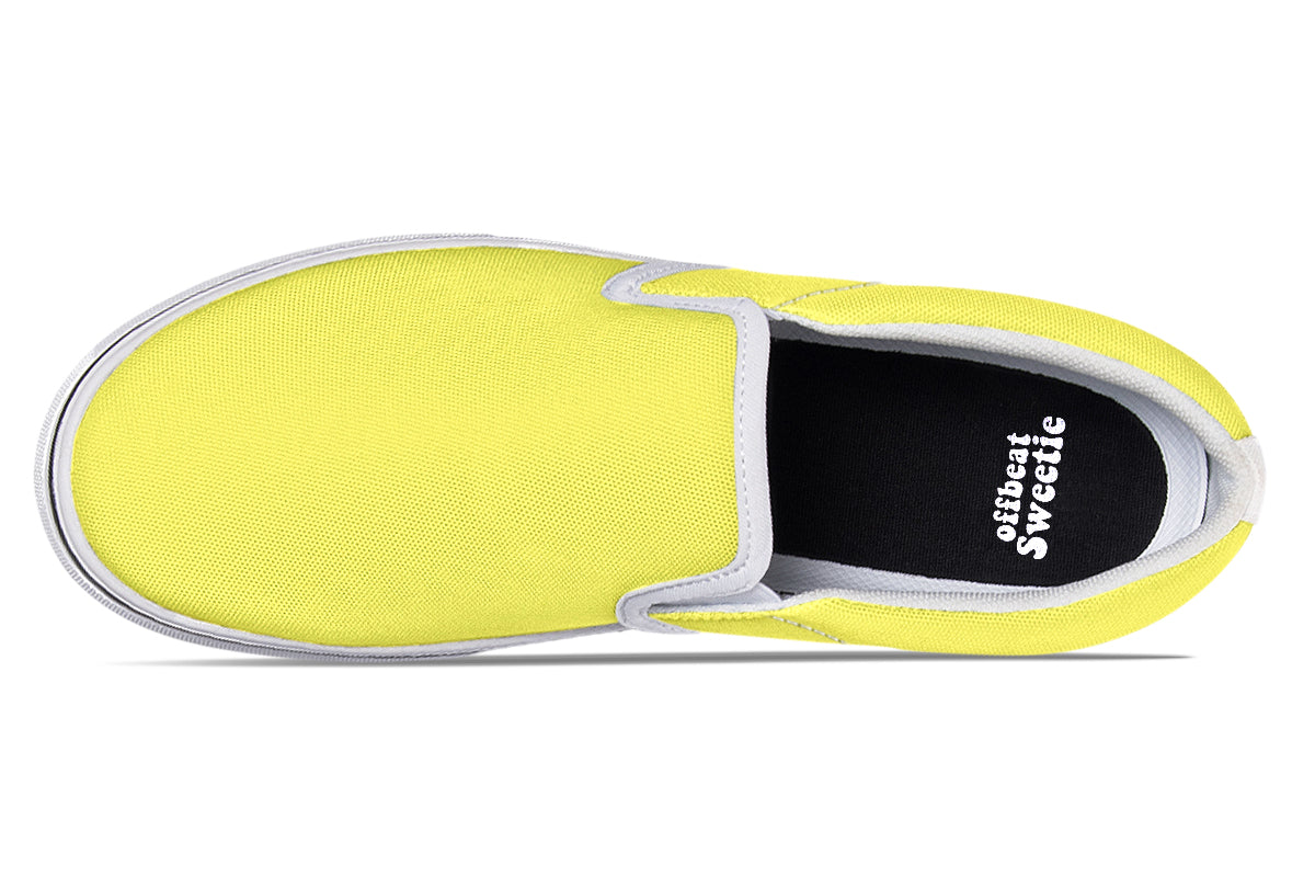 Yellow And Green Mismatch Slip Ons - Offbeat Sweetie