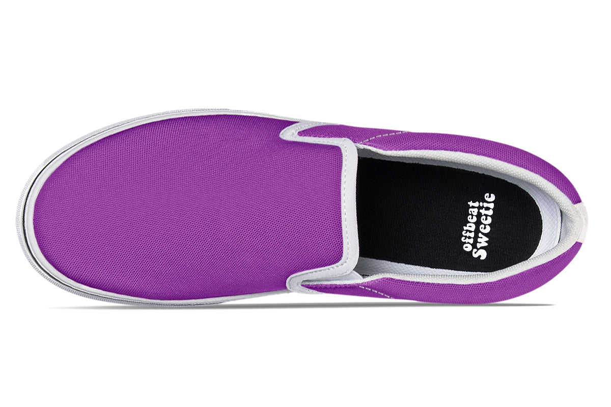 Yellow And Purple Mismatch Slip Ons - Offbeat Sweetie
