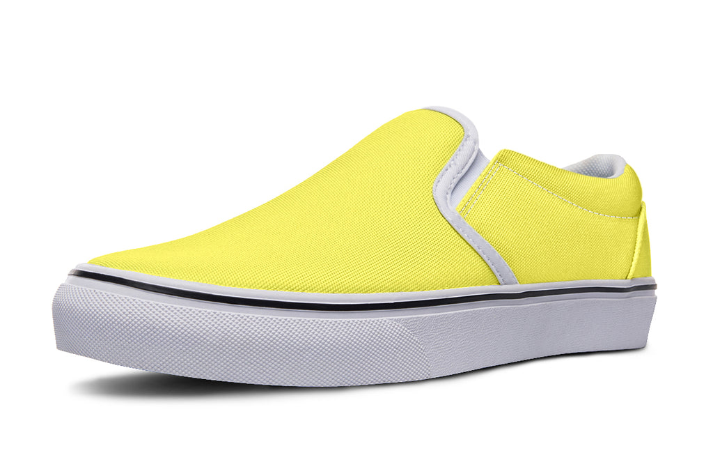 Yellow And Purple Mismatch Slip Ons - Offbeat Sweetie