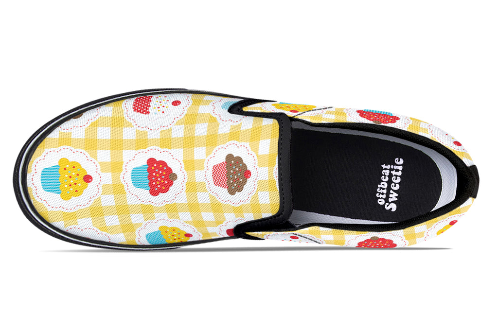 Yellow Gingham Cupcakes Slip Ons
