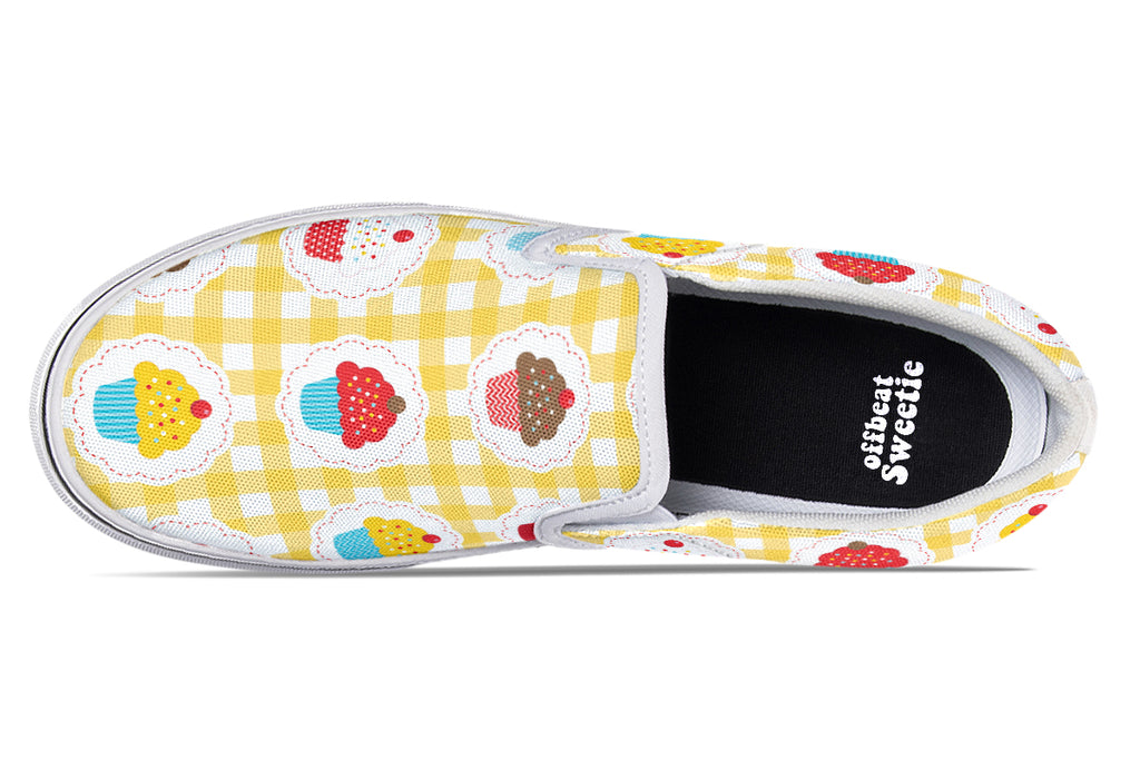Yellow Gingham Cupcakes Slip Ons