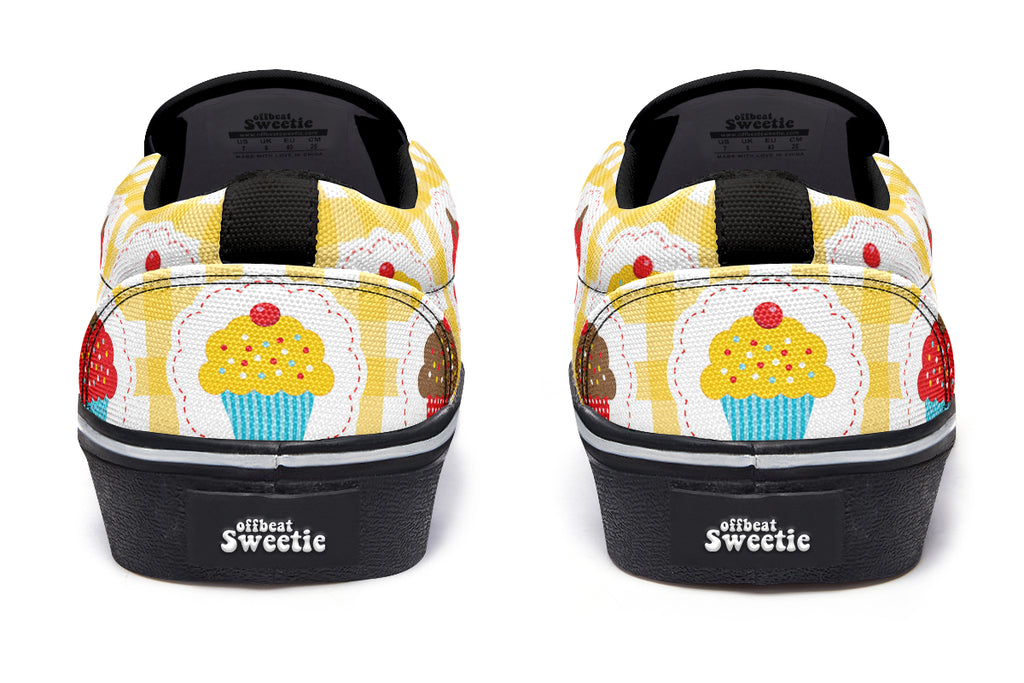 Yellow Gingham Cupcakes Slip Ons