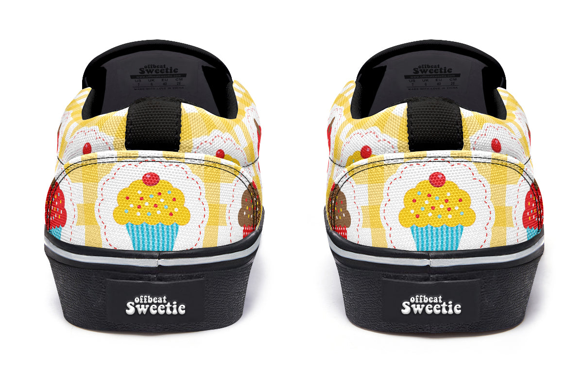Yellow Gingham Cupcakes Slip Ons