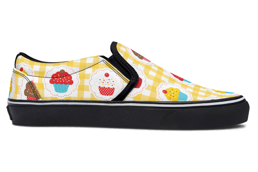 Yellow Gingham Cupcakes Slip Ons