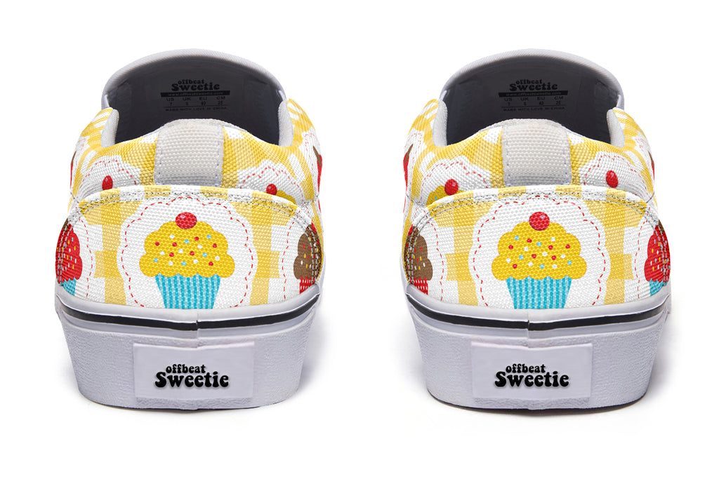 Yellow Gingham Cupcakes Slip Ons
