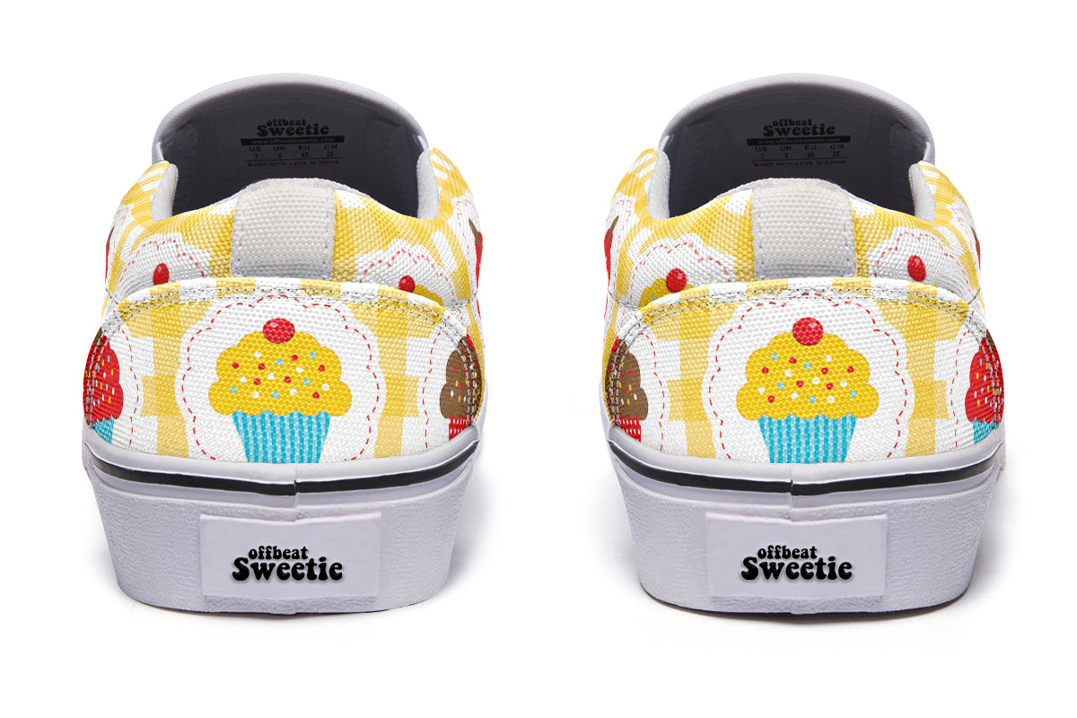 Yellow Gingham Cupcakes Slip Ons