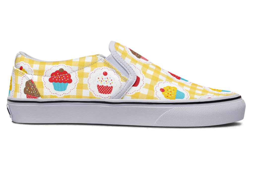 Yellow Gingham Cupcakes Slip Ons