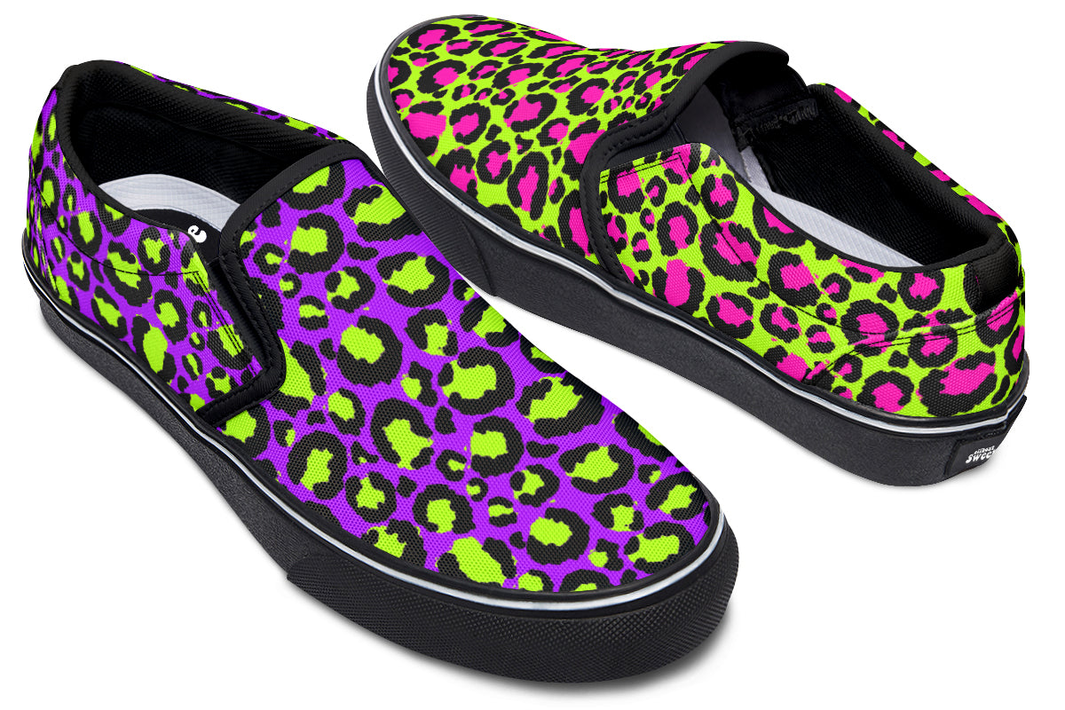 Zombie Leopard x Neon Leopard Mismatch Slip Ons