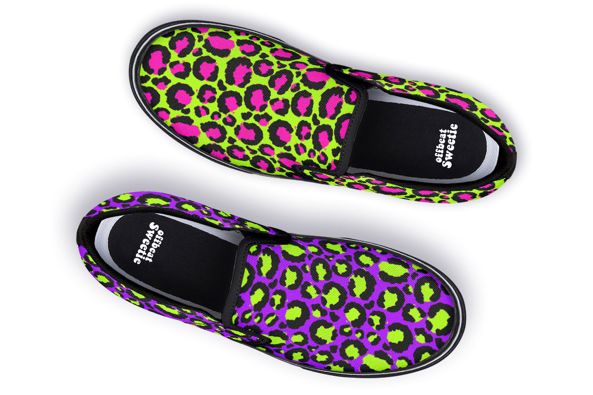 Zombie Leopard x Neon Leopard Mismatch Slip Ons