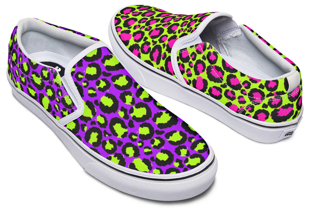Zombie Leopard x Neon Leopard Mismatch Slip Ons