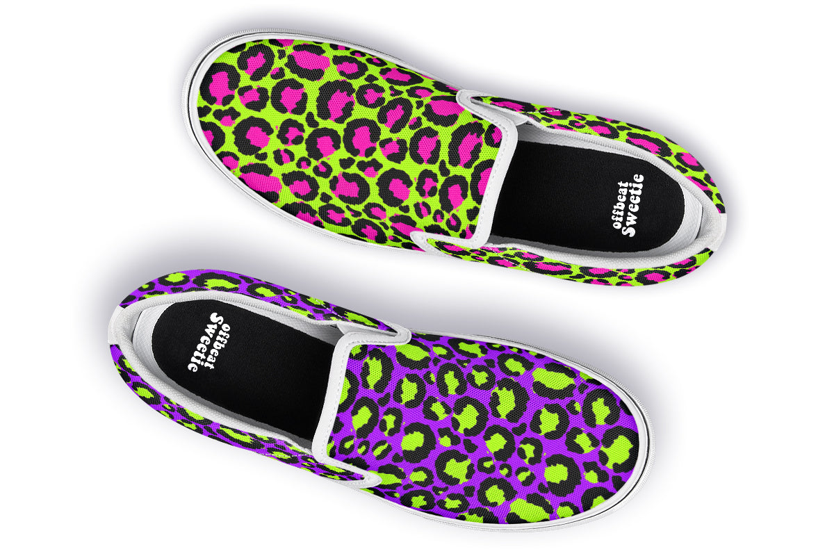 Zombie Leopard x Neon Leopard Mismatch Slip Ons