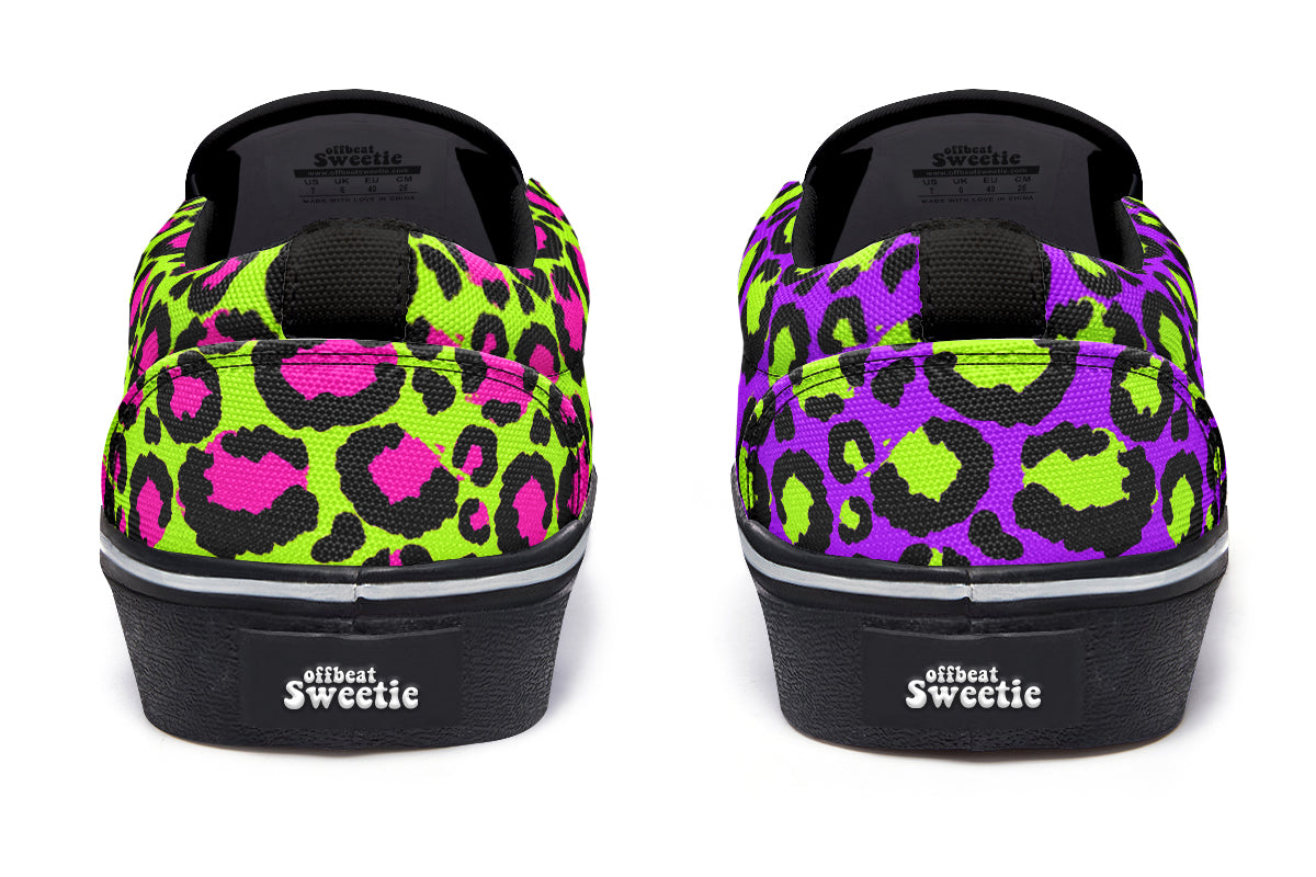 Zombie Leopard x Neon Leopard Mismatch Slip Ons