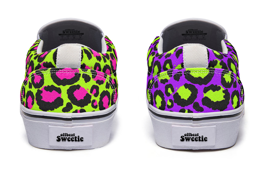 Zombie Leopard x Neon Leopard Mismatch Slip Ons