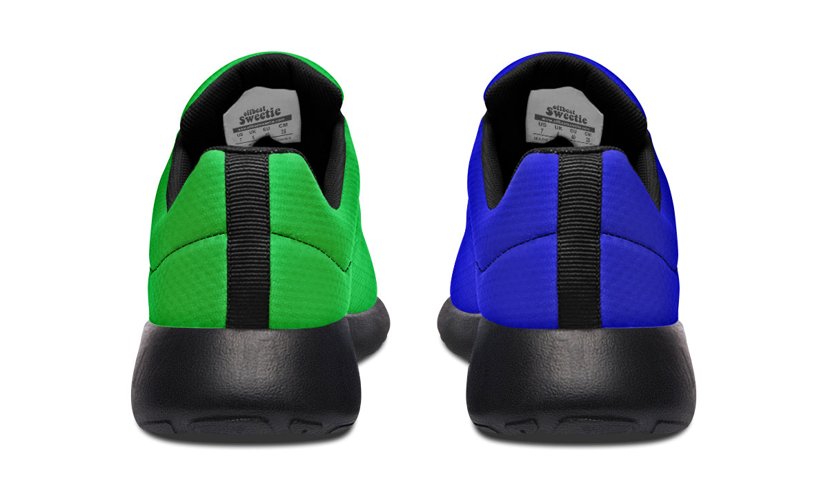 Blue and Green Mismatch Sneakers