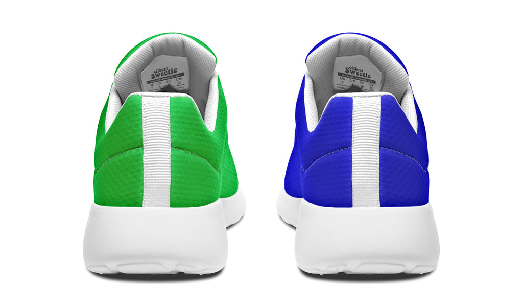 Blue and Green Mismatch Sneakers