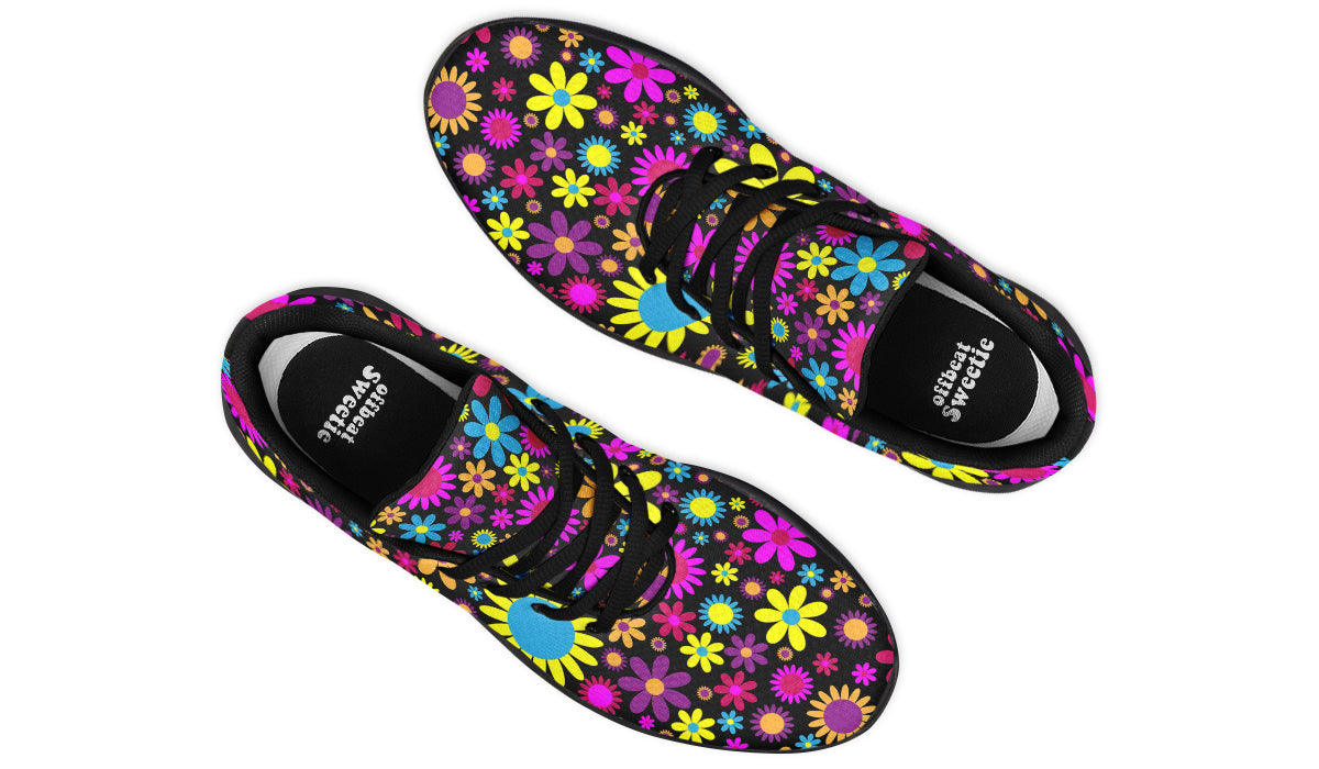 Funky Retro Flowers Sneakers - Offbeat Sweetie