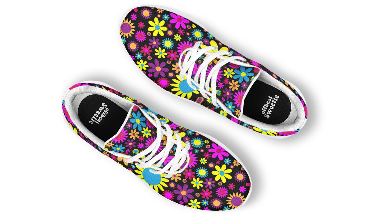 Funky Retro Flowers Sneakers - Offbeat Sweetie