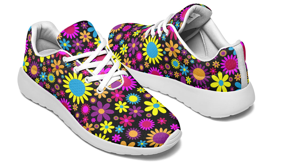 Funky Retro Flowers Sneakers - Offbeat Sweetie
